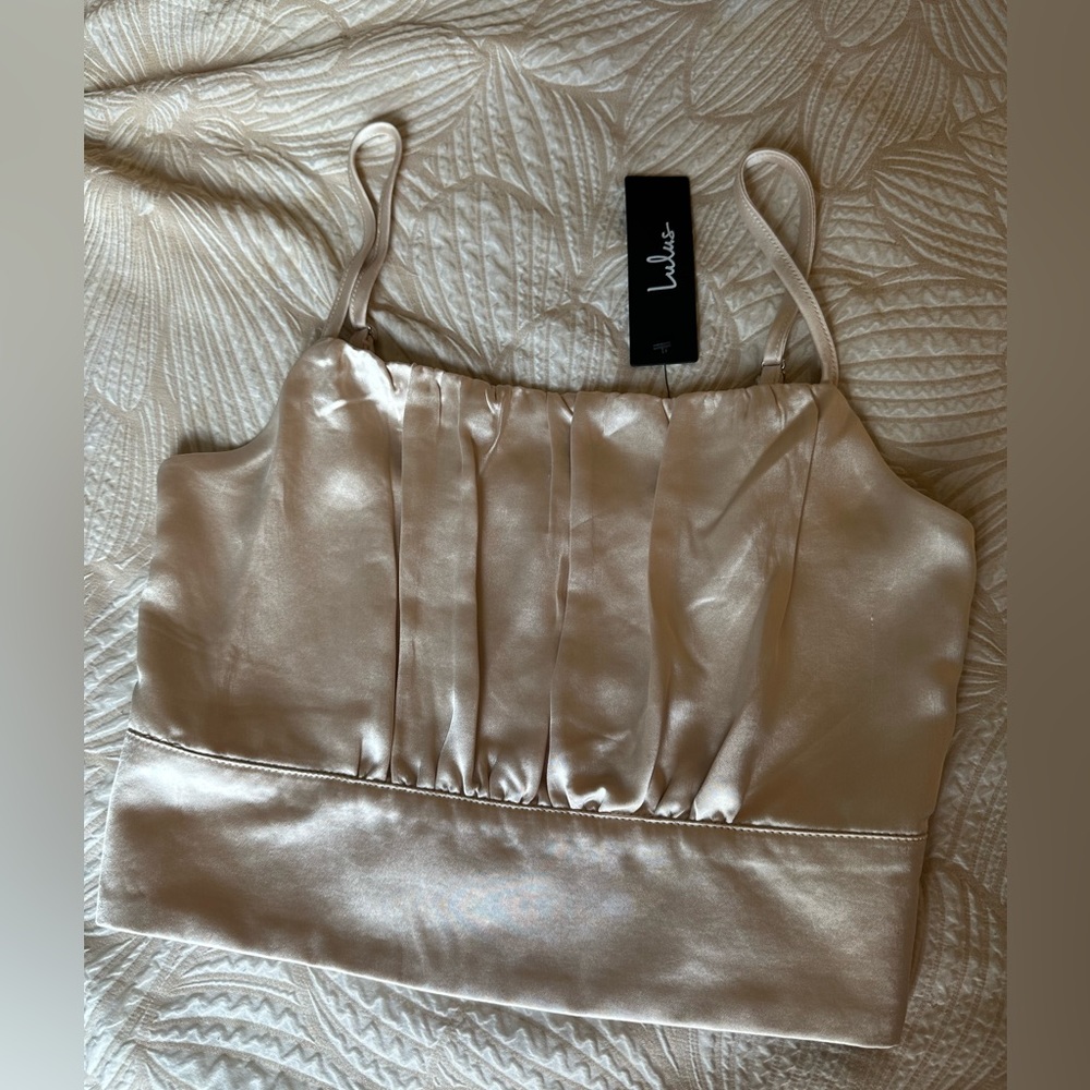 NWT Champaign Satin Crop Top